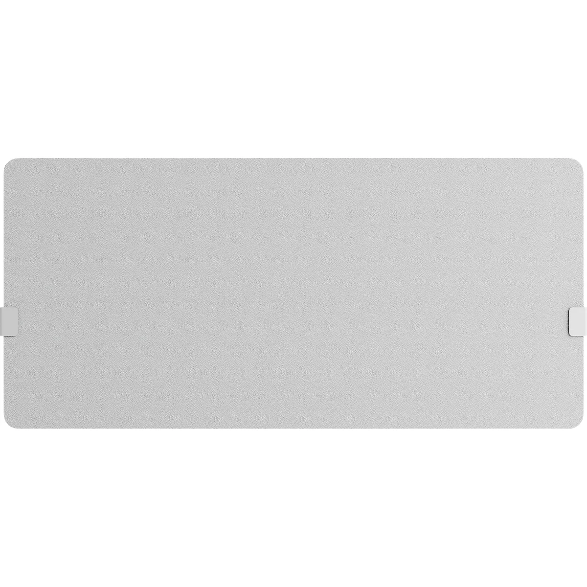 Un objet rectangulaire blanc avec des coins arrondis et de petites projections à angle droit sur les côtés courts.