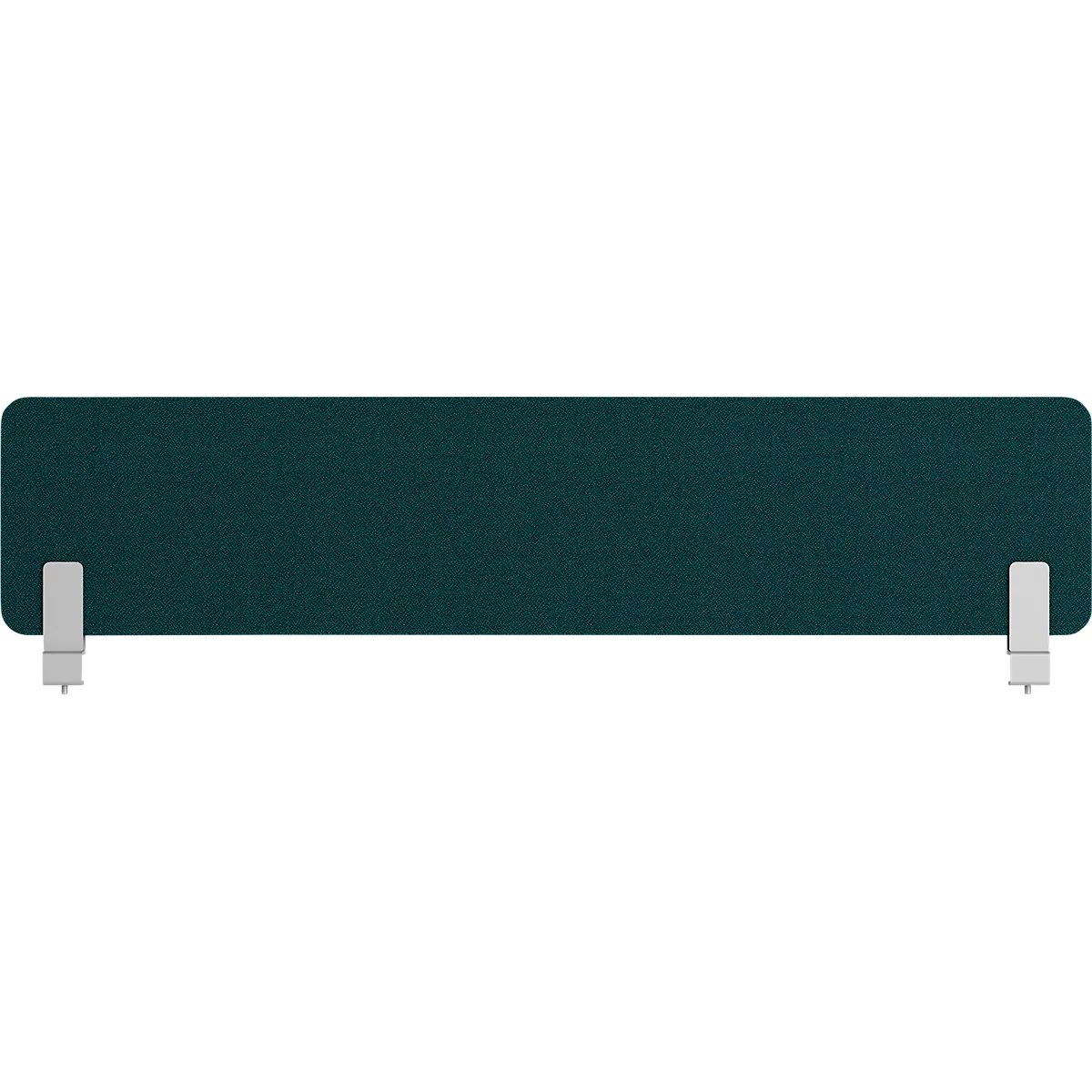 Un séparateur de bureau rectangulaire turquoise avec des supports blancs.