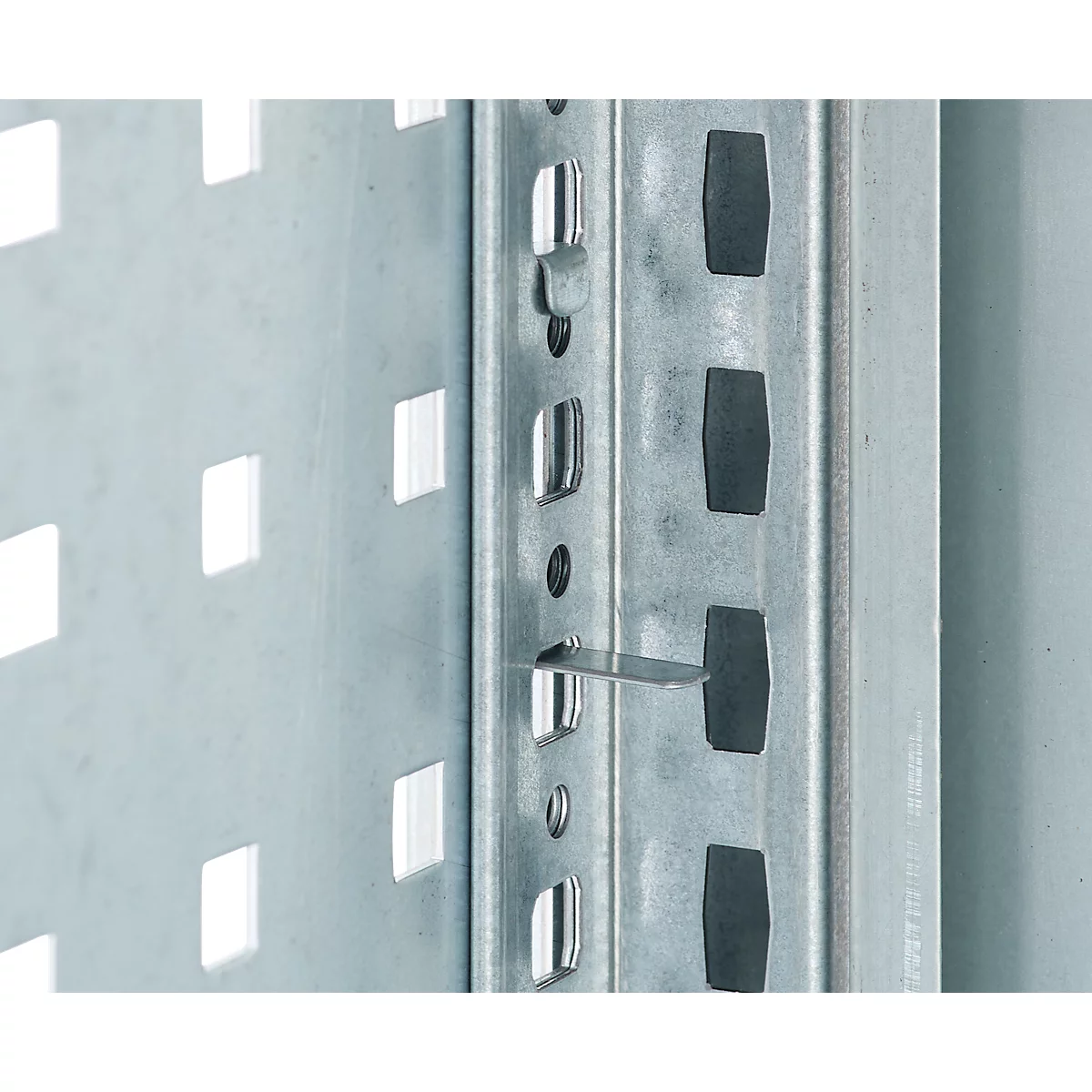 Paroi en tôle perforée pour élément de base/élément complémentaire ORDO Industry, multifonctionnel, perforation carrée 10-38 mm, magnétique, L 400 x P 1,5 x H 2000 mm, acier galvanisé