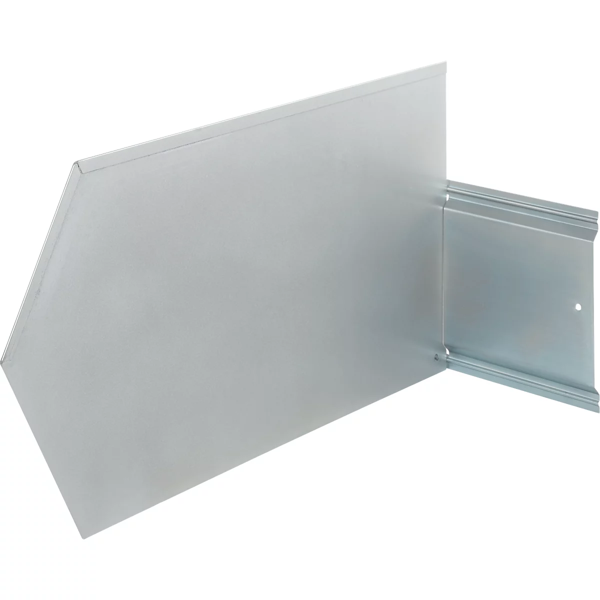 Metal angle, gray, bent 90 degrees.
