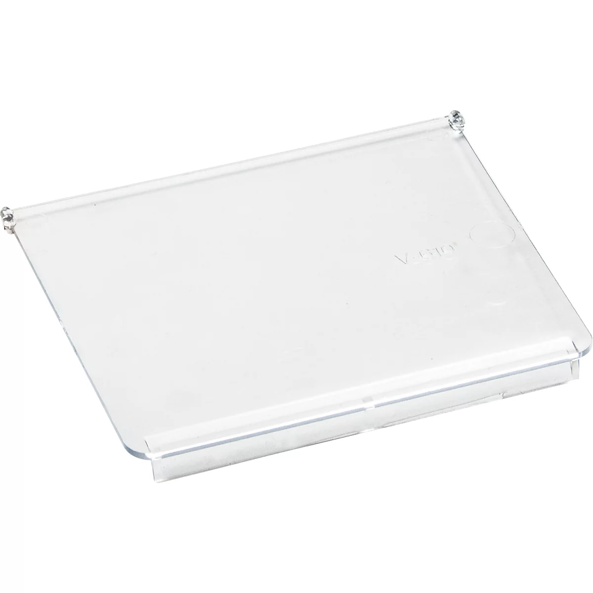 Transparent plastic cover with rounded corners. The cover has a slight frame and small knobs.