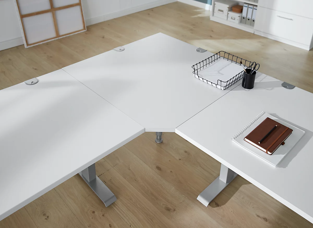Pata de mesa Schäfer Shop Genius, acortada, de acero, adecuada para el sistema de mesas MODENA FLEX (bastidor de pie en C/pie en T), aluminio blanco