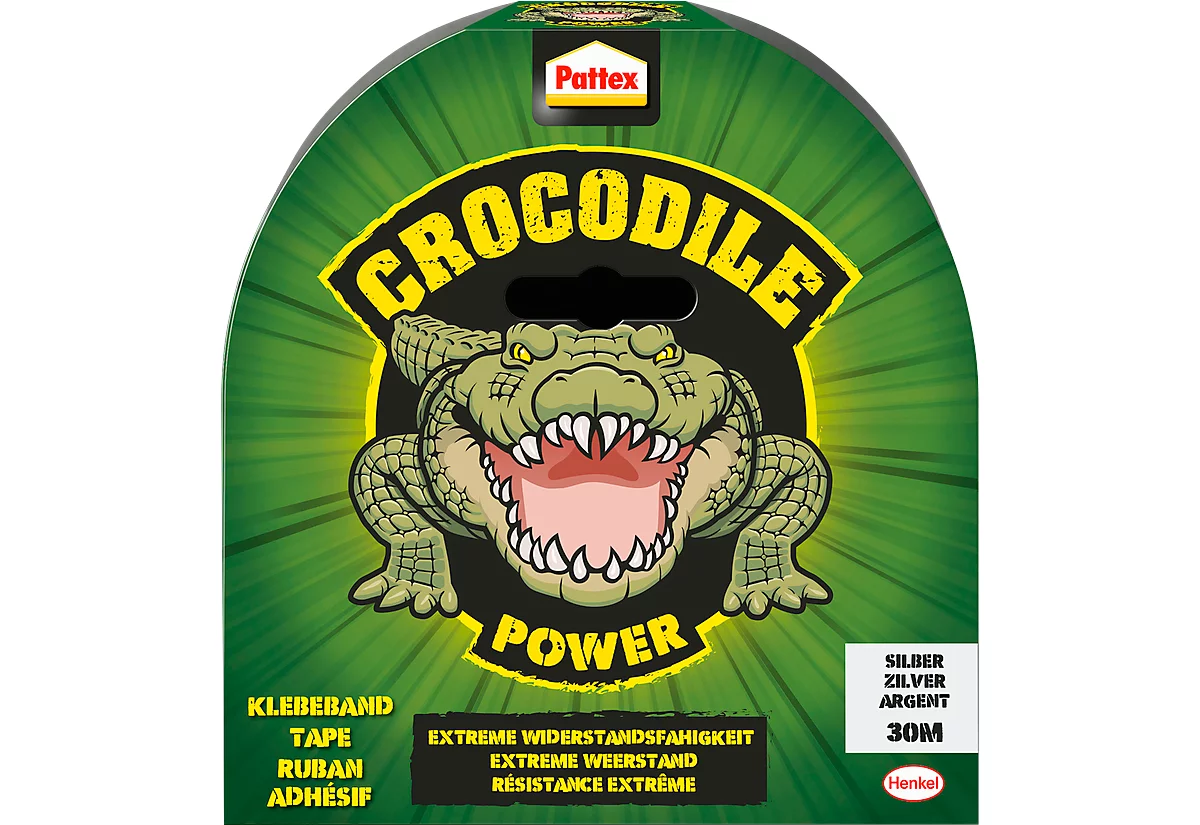 Pattex Crocodile Power Tape, L 3000 x B 48 mm, zilver, temperatuurbestendig. -10°C-+50°C