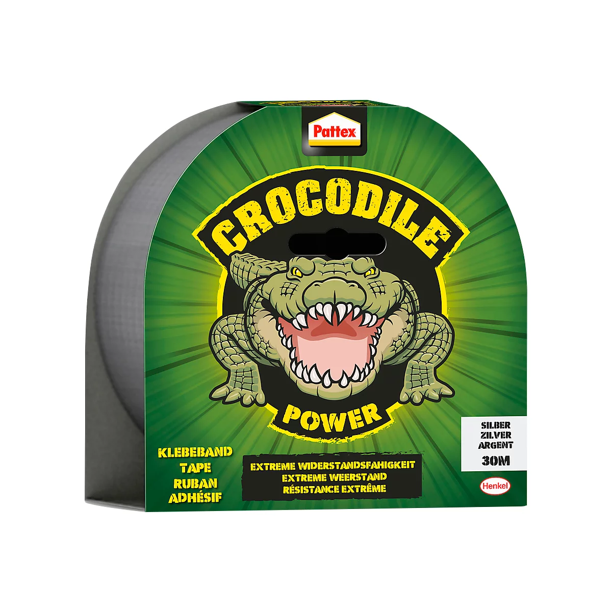 Pattex Crocodile Power Tape, L 3000 x B 48 mm, zilver, temperatuurbestendig. -10°C-+50°C
