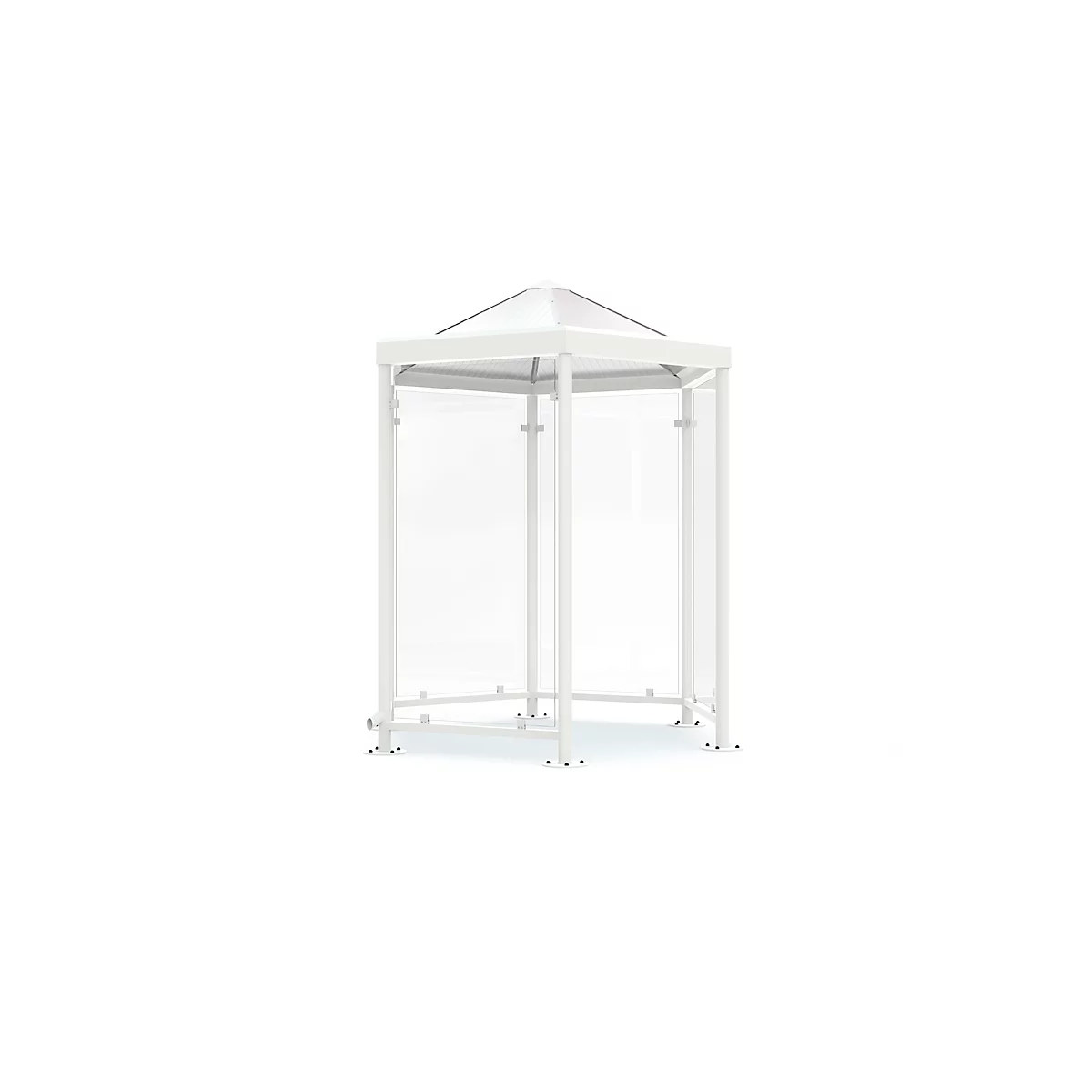 Pavillon pour fumeurs hexagonal modèle Paris (sans parois latérales), gris blanc RAL 9002