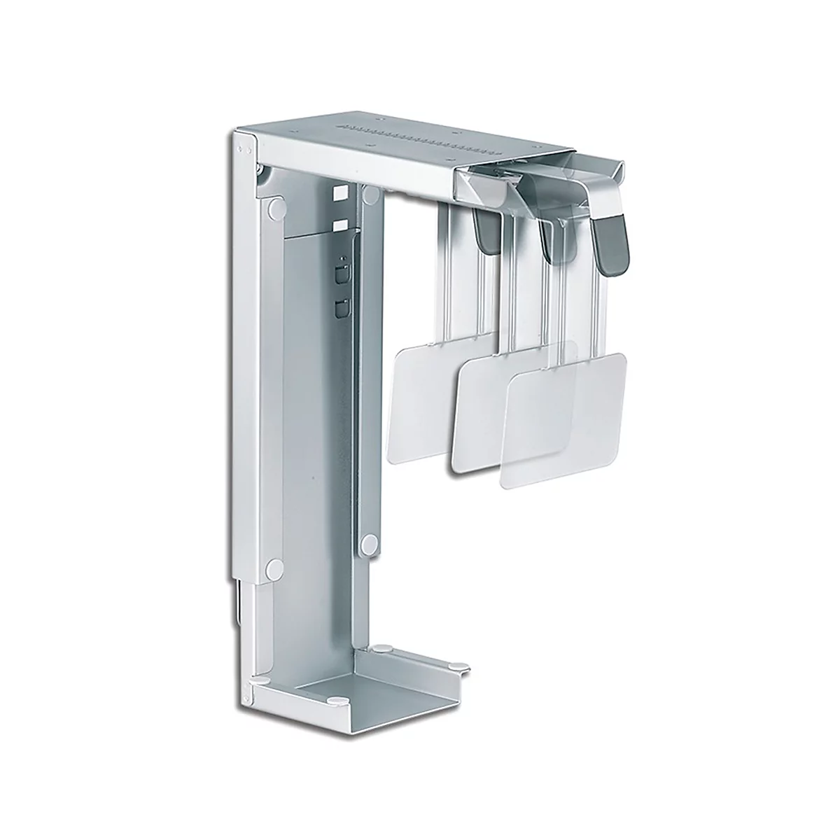 PC houder Neomounts by NewStar CPU-D100, verticaal, tot 30 kg, handmatig in hoogte &amp; breedte verstelbaar, incl. bevestigingsmateriaal, zilver