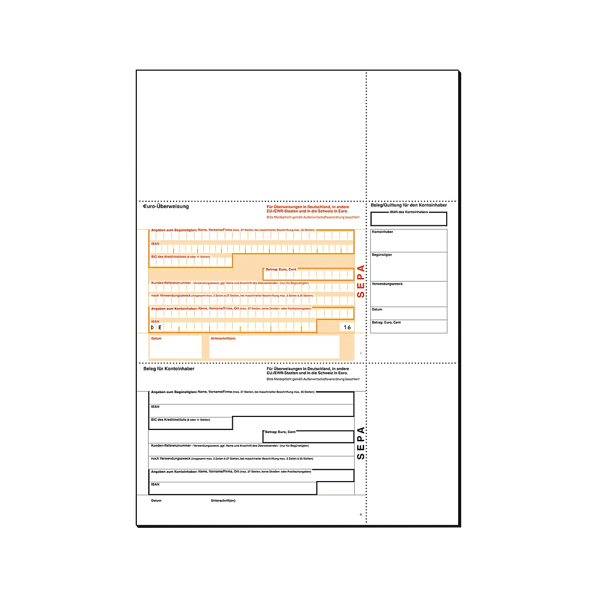 PC-SEPA-overschrijving sigel® ZV570, 250 stuks