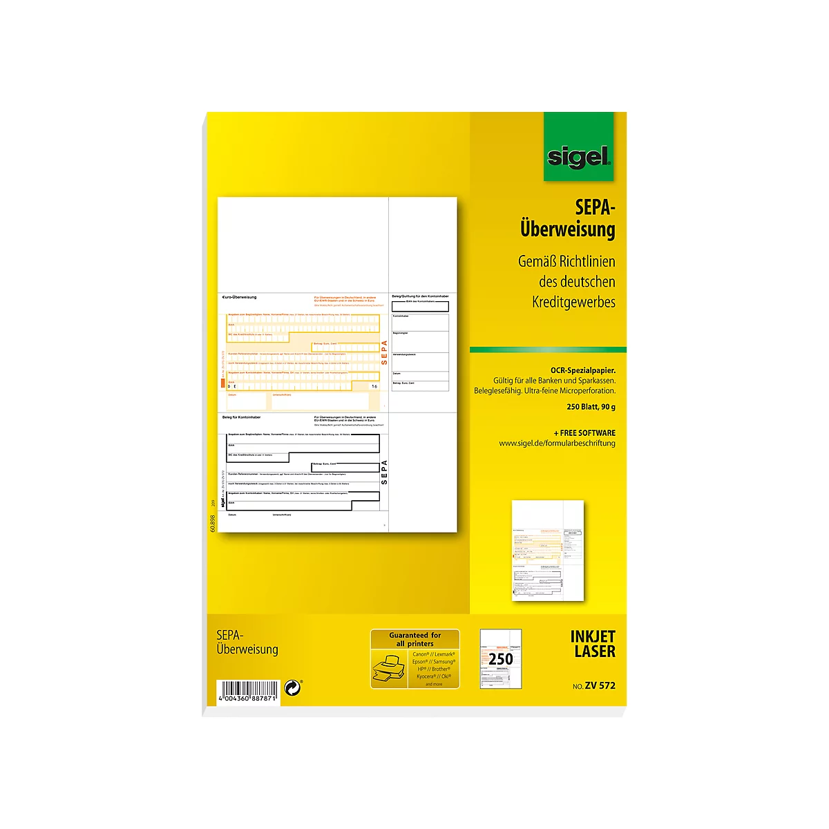 PC-SEPA-Überweisung sigel® ZV570, 250 Stück