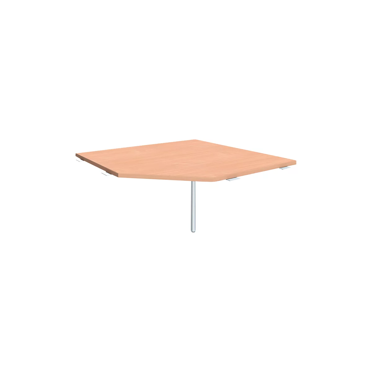 Pc-werkblad ALICANTE, B 1225 x D 1225 mm, met steunvoet, in hoogte verstelbaar, beukenpatroon