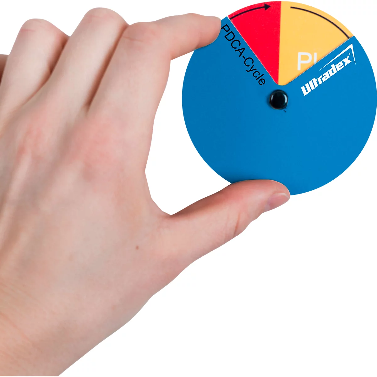 PDCA-cyclus Ultradex, rond, 4 fasen, elk met een eigen kleur, magnetisch, Ø 70 mm, magneetfolie, blauw
