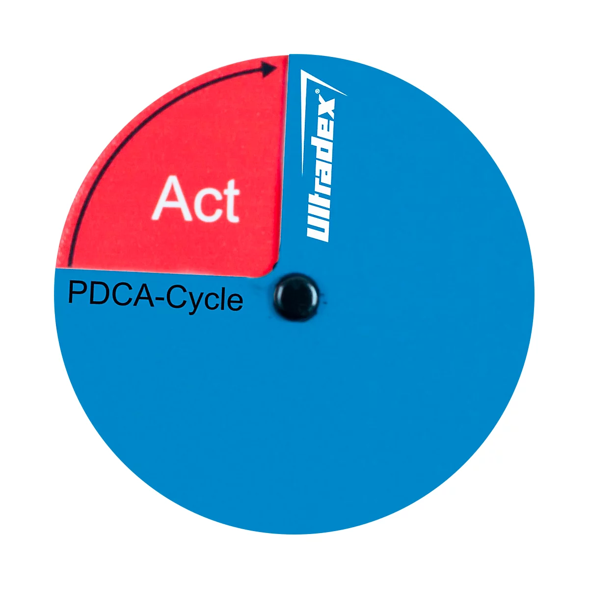 PDCA-Zyklus Ultradex, rund, 4 Phasen mit jeweils eigener Farbe, magnetisch, Ø 70 mm, magnetische Folie, blau