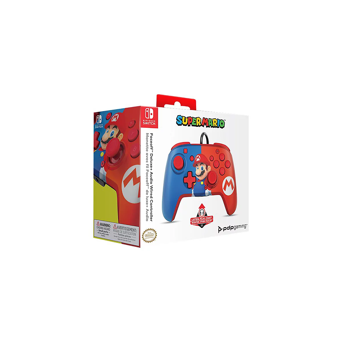 PDP Faceoff Deluxe+ Audio Wired Controller - Game Pad - kabelgebunden - Power Pose Mario - für Nintendo Switch