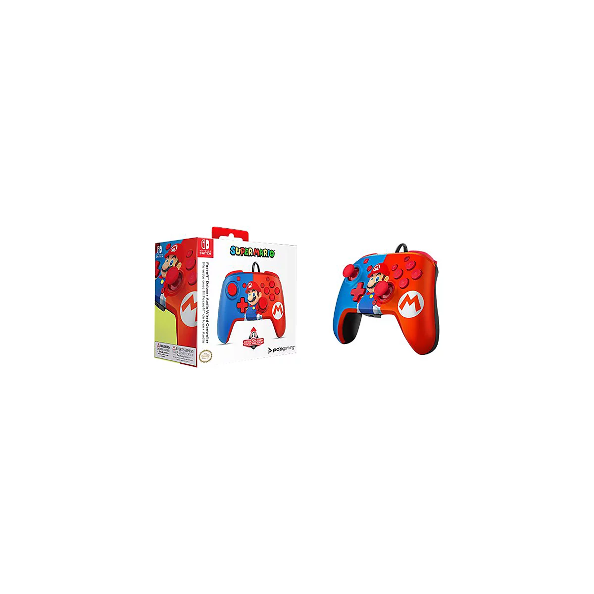 PDP Faceoff Deluxe+ Audio Wired Controller - Game Pad - kabelgebunden - Power Pose Mario - für Nintendo Switch