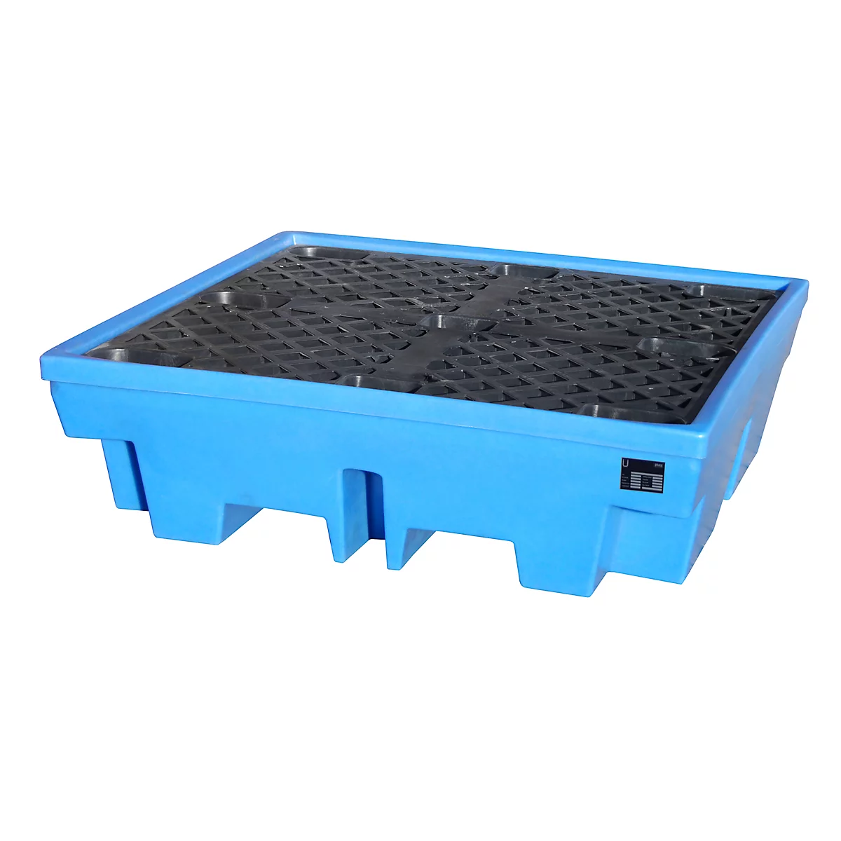PE-lekbak type WP-PE 4/4, Cap. 4 x 200 l vat, opslag van zuren & logen