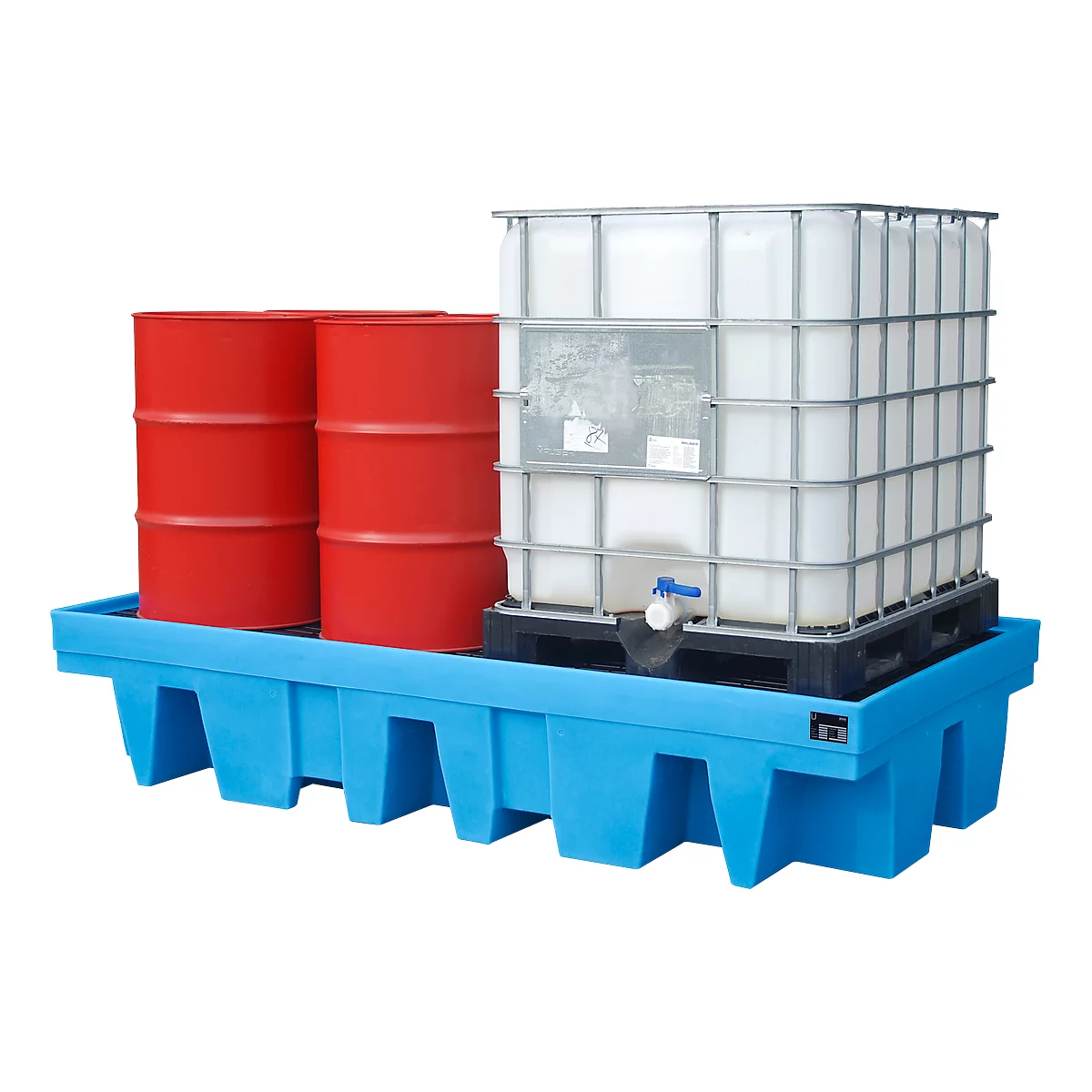 PE-lekbakken voor 8 x 200 liter vaten of 2 x 1000 Liter IBC