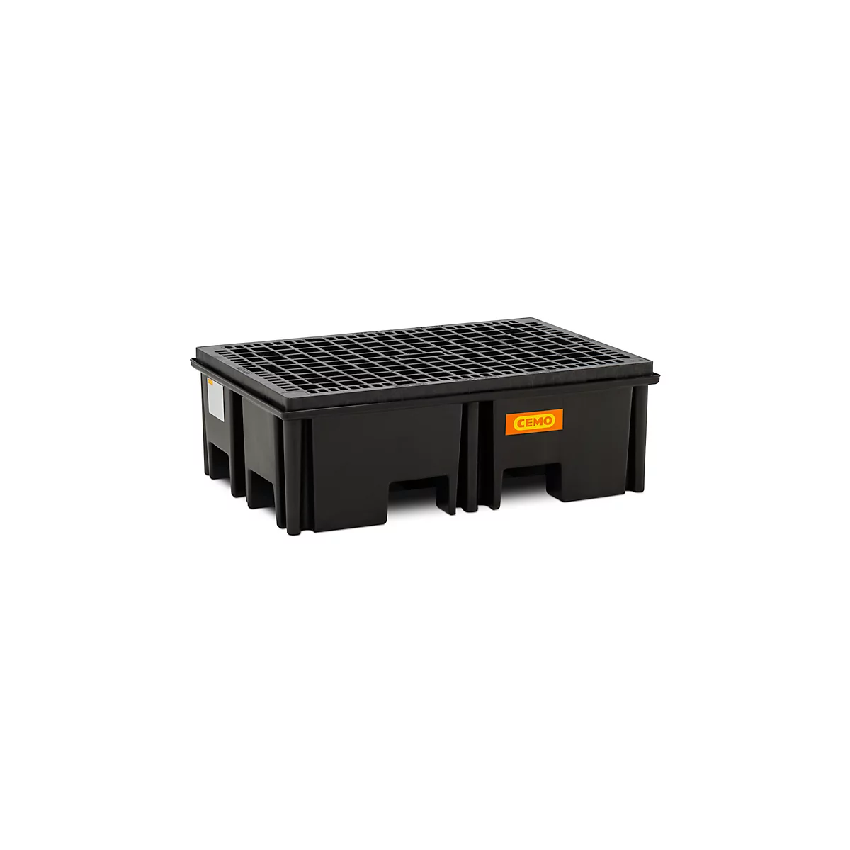 PE-Palettenauffangwanne CEMO 220/2 für 1 Europalette, L 1230 x B 830 x H 390 mm, 220 l, für 2 x 200 l Fässer, PE-Gitterrost