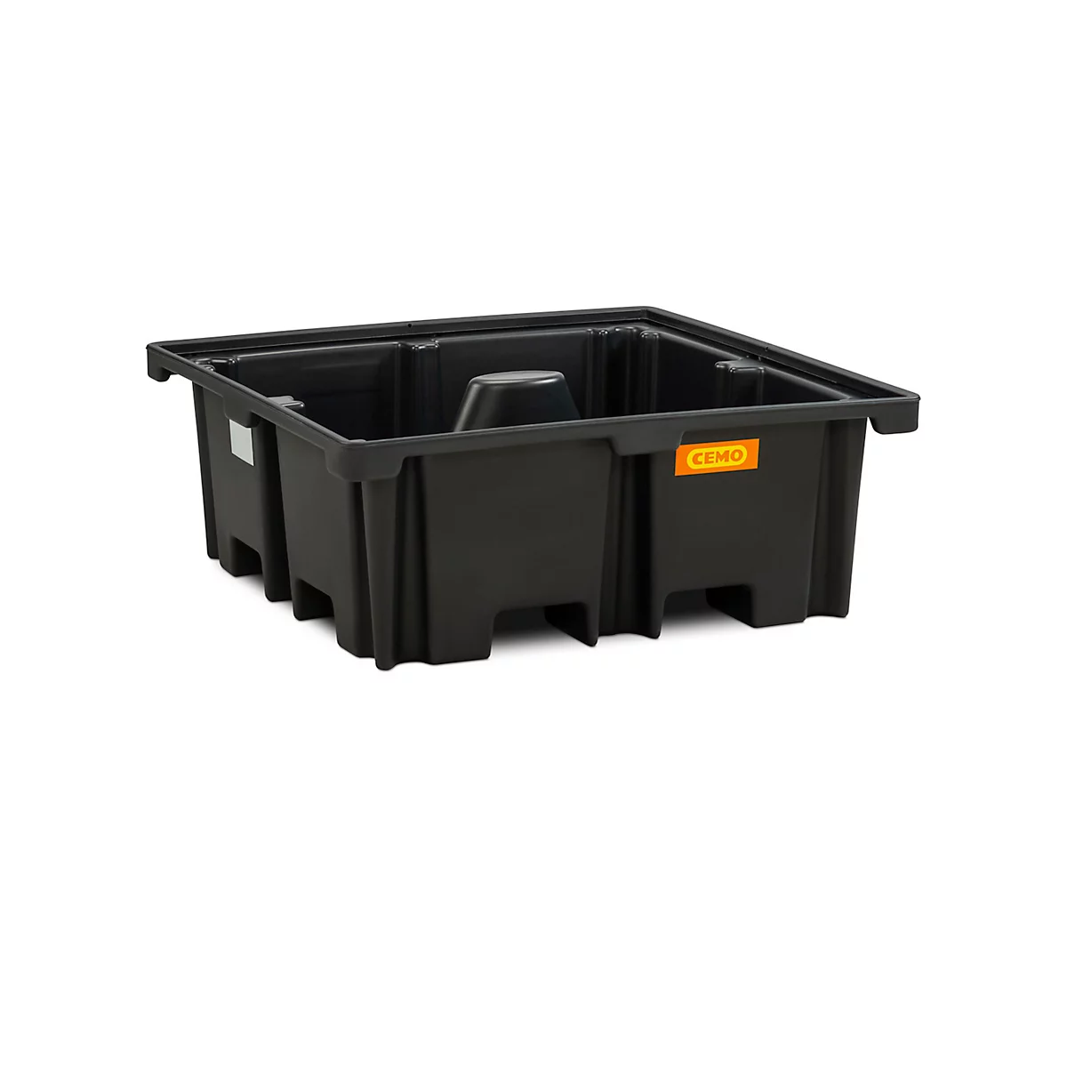 PE-Palettenauffangwanne CEMO 400/4 für 1 Industriepalette, L 1290 x B 1290 x H 480 mm, 400 l, für 4 x 200 l Fässer, ohne Gitterrost