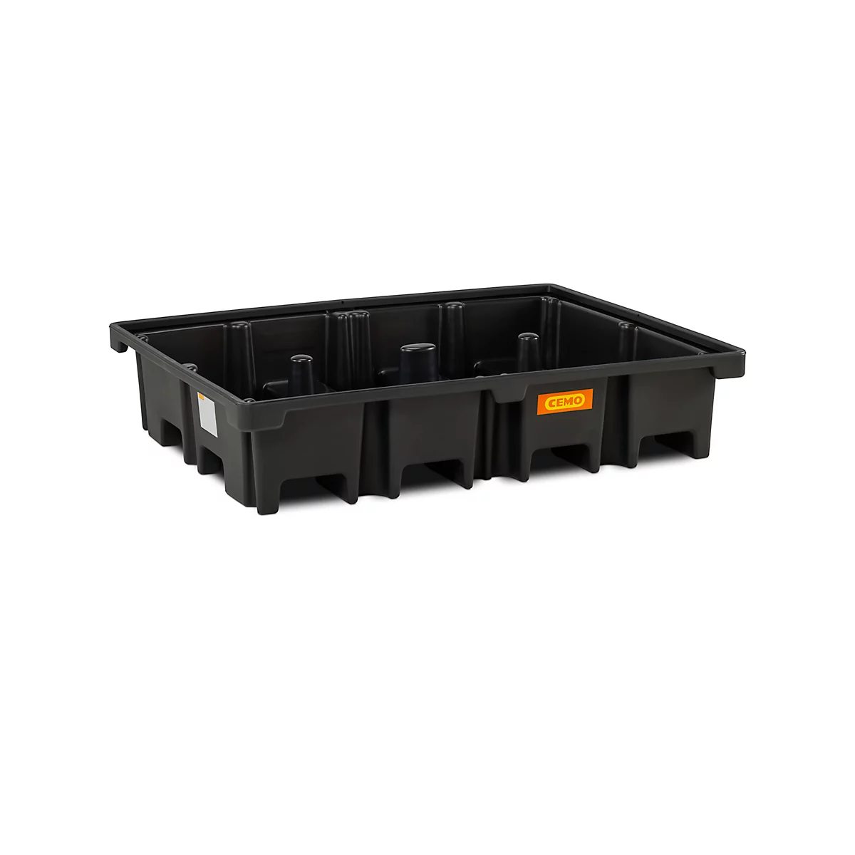 PE-Palettenauffangwanne CEMO 425/4 für 2 Europaletten quer, L 1670 x B 1270 x H 360 mm, 425 l, für 4 x 200 l Fässer, ohne Gitterrost