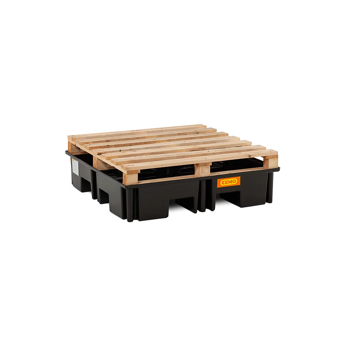 PE palletschacht CEMO 220/4 voor 1 industriepallet, L 1230 x B 1230 x H 260 mm, 220 l, voor 4 x 200 l vaten, zonder rooster