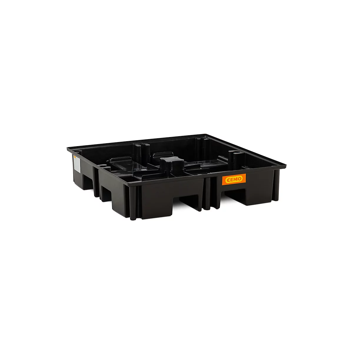 PE palletschacht CEMO 220/4 voor 1 industriepallet, L 1230 x B 1230 x H 260 mm, 220 l, voor 4 x 200 l vaten, zonder rooster