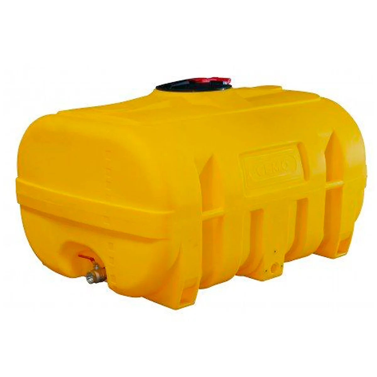 PE vat, doosvormig, polyethyleen, 2" IT aansluiting, koepel met scharnierend deksel ø 380 mm, zonder keerschot, geel, B 1350 x D 1900 x H 1170 mm, 2000 l