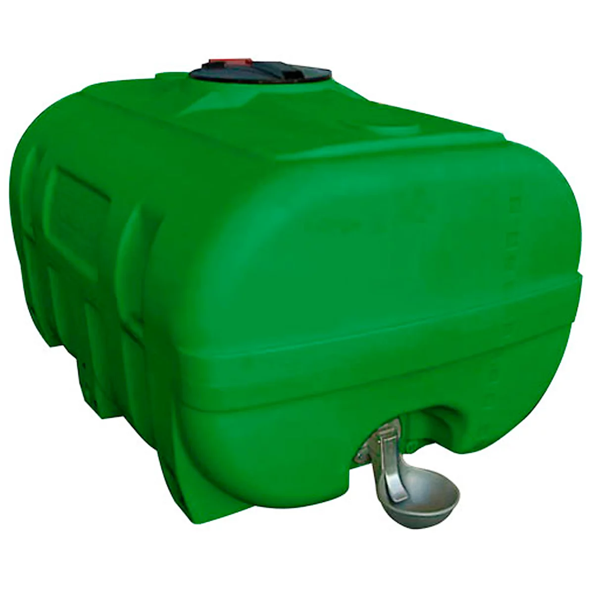 PE weidevat, doosvormig, polyethyleen, 2 "IG aansluiting, koepel met scharnierend deksel ø 380 mm, zonder keerschot, groen, B 1350 x D 1900 x H 1170 mm, 2000 l