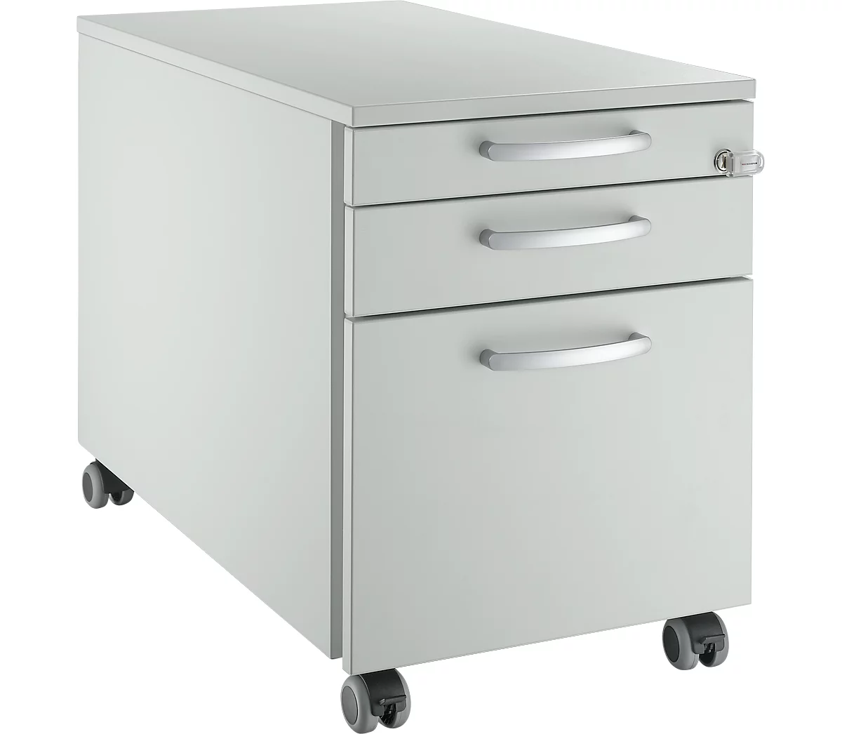 Pedestal móvil Schäfer Shop Select 126, 1 cajón, extraíble para RH y utensilios, asas redondas, gris claro/gris claro/gris claro