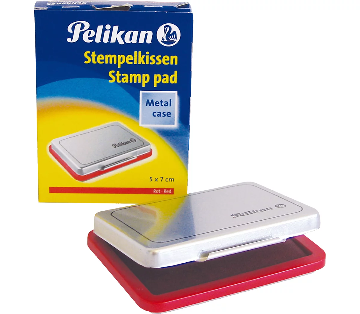 Pelikan Stempelkissen Gr. Nr. 3, für Gummi- und Polymerstempel, in Metallicgehäuse, 50 x 70 mm, rot