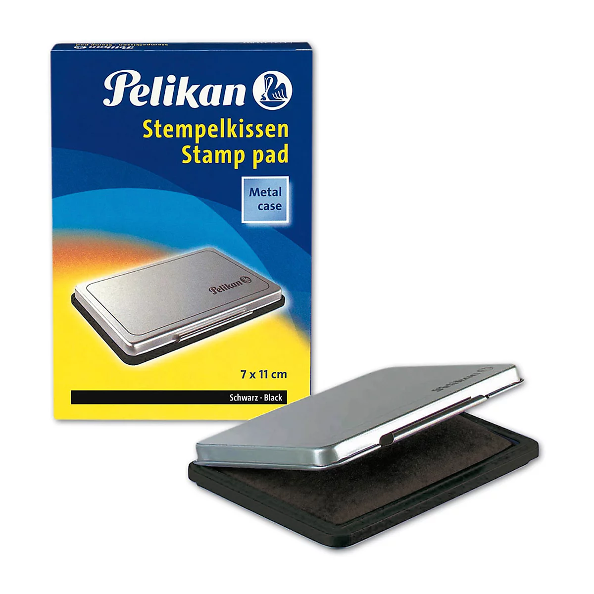 Pelikan stempelkussen maat 2, voor rubber- en polymeerstempels, in metalen behuizing, 70 x 110 mm, zwart