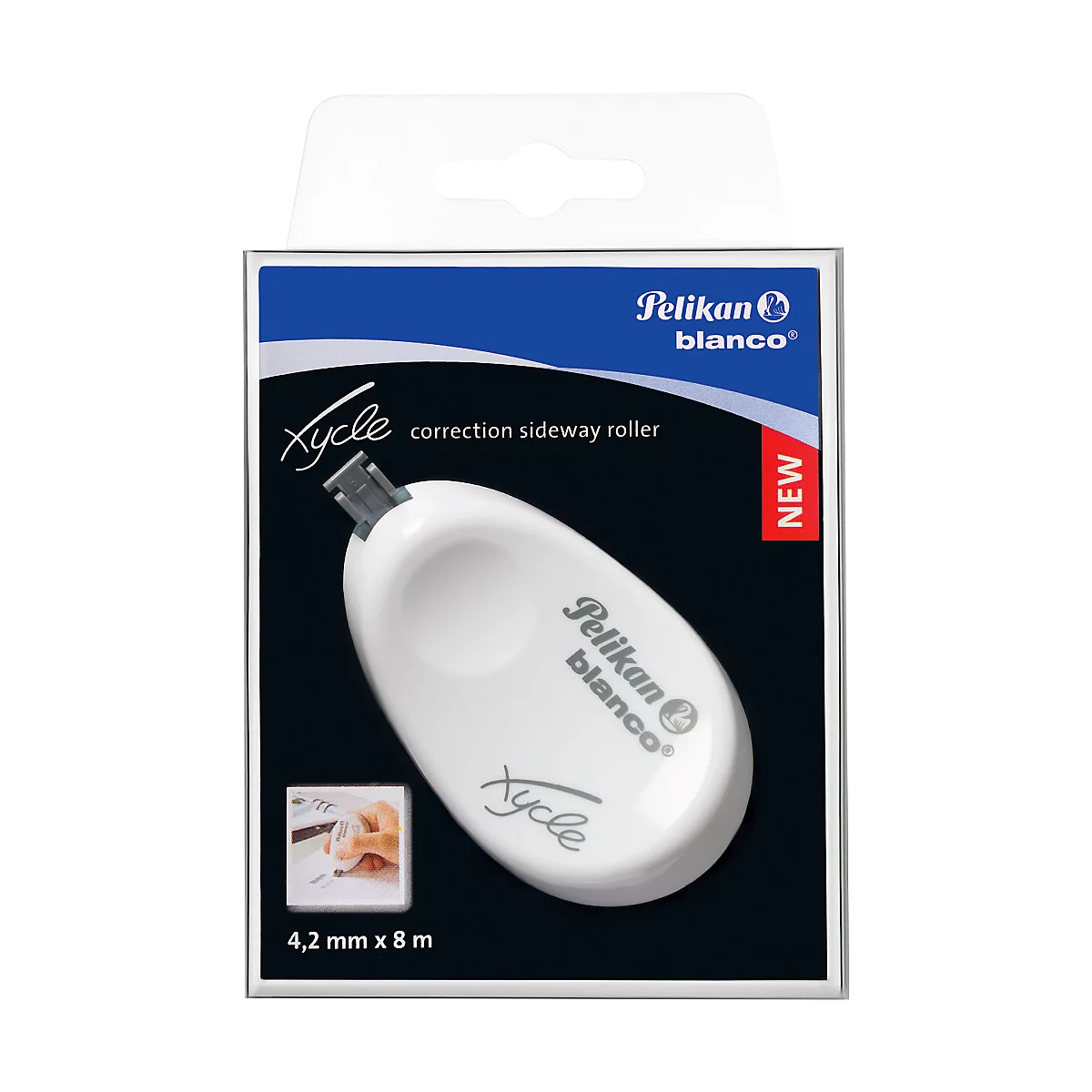 Pelikancorrectierol blanco® Xycle® B920, wit, verzonken grip, zonder oplosmiddel, zijdelingse toepassing