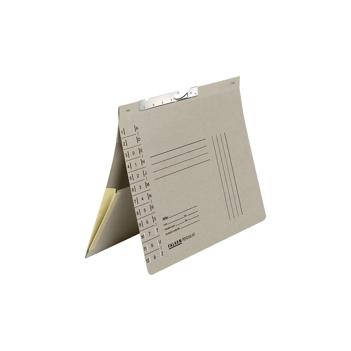 Pendelhefter Falken, Format A4, für bis zu 200 Blatt, 2 Fächer, Schlitzstanzung, Behördenheftung, Tasche, Recycling-Karton, grau, 50 Stück