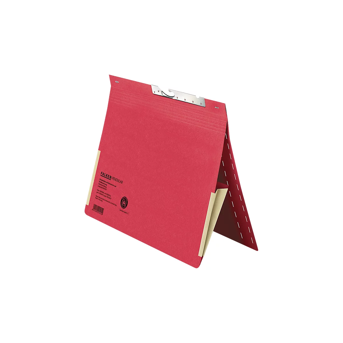 Pendelhefter Falken, Format A4, für bis zu 200 Blatt, 2 Fächer, Schlitzstanzung, Behördenheftung, Tasche, Recycling-Karton, rot, 50 Stück