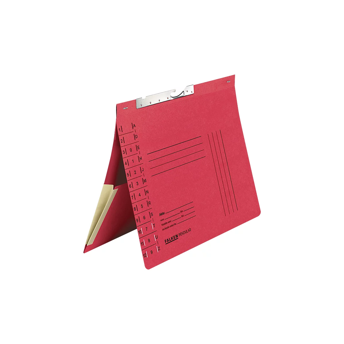 Pendelhefter Falken, Format A4, für bis zu 200 Blatt, 2 Fächer, Schlitzstanzung, Behördenheftung, Tasche, Recycling-Karton, rot, 50 Stück