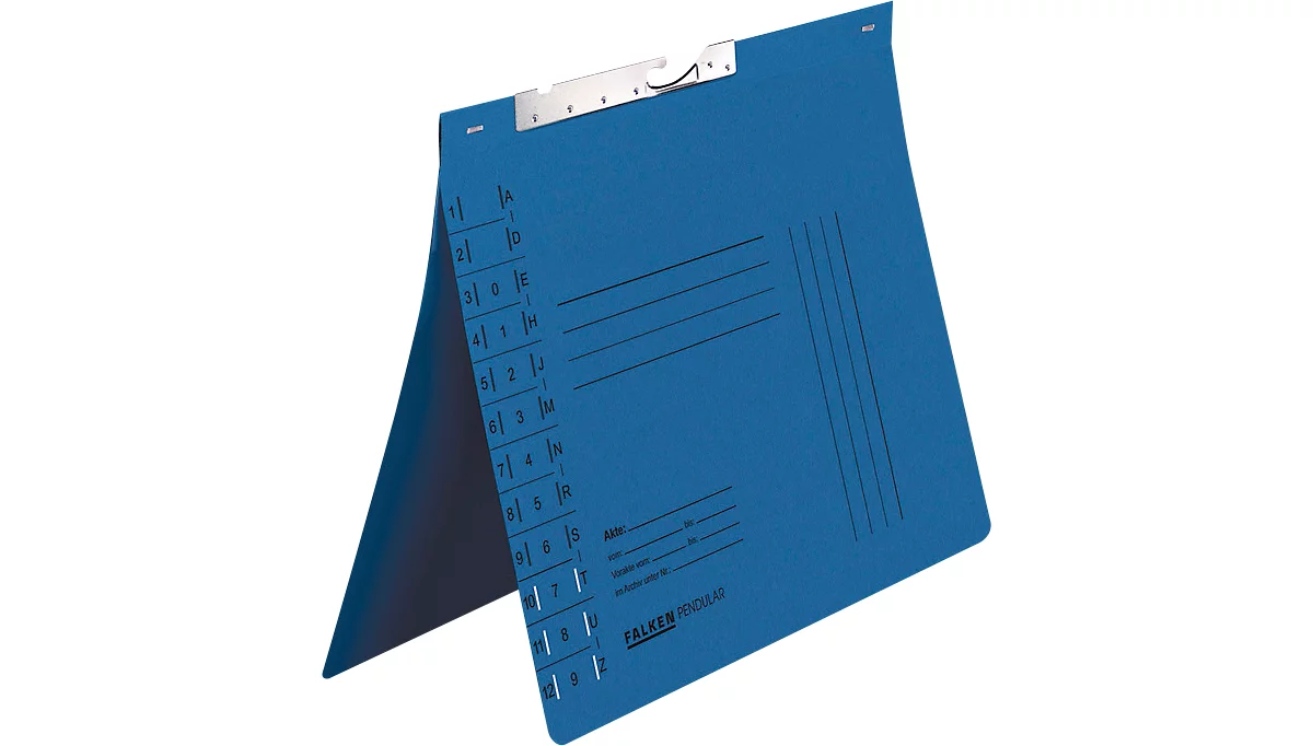 Pendelhefter Falken, Format A4, für bis zu 200 Blatt, Schlitzstanzung, Behördenheftung, Recycling-Karton, blau, 50 Stück