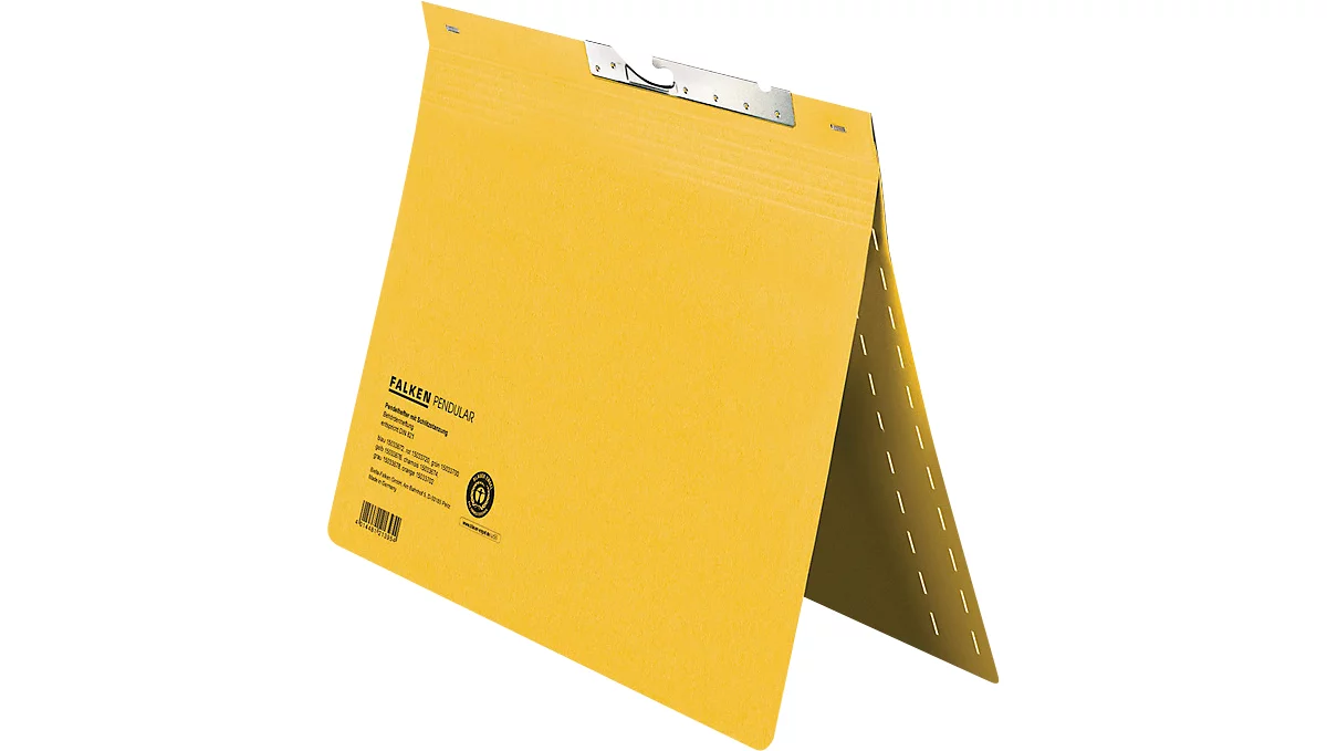 Pendelhefter Falken, Format A4, für bis zu 200 Blatt, Schlitzstanzung, Behördenheftung, Recycling-Karton, gelb, 50 Stück
