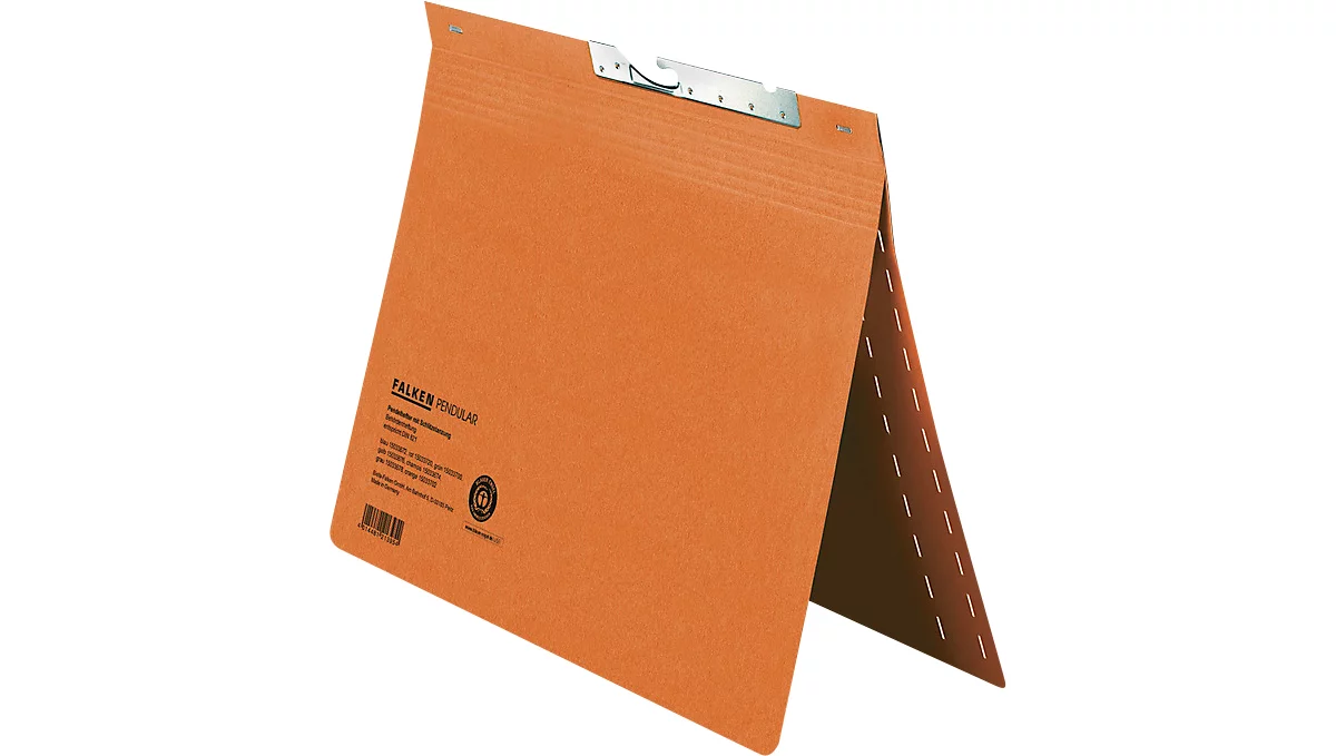 Pendelhefter Falken, Format A4, für bis zu 200 Blatt, Schlitzstanzung, Behördenheftung, Recycling-Karton, orange, 50 Stück