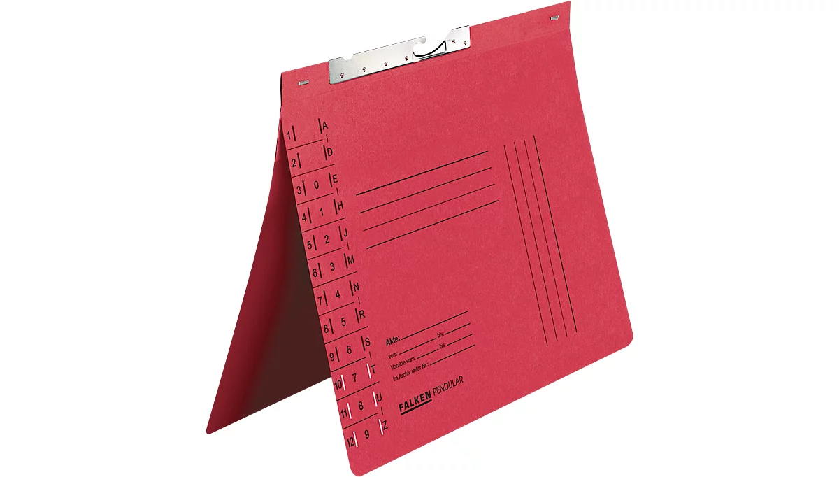 Pendelhefter Falken, Format A4, für bis zu 200 Blatt, Schlitzstanzung, Behördenheftung, Recycling-Karton, rot, 50 Stück