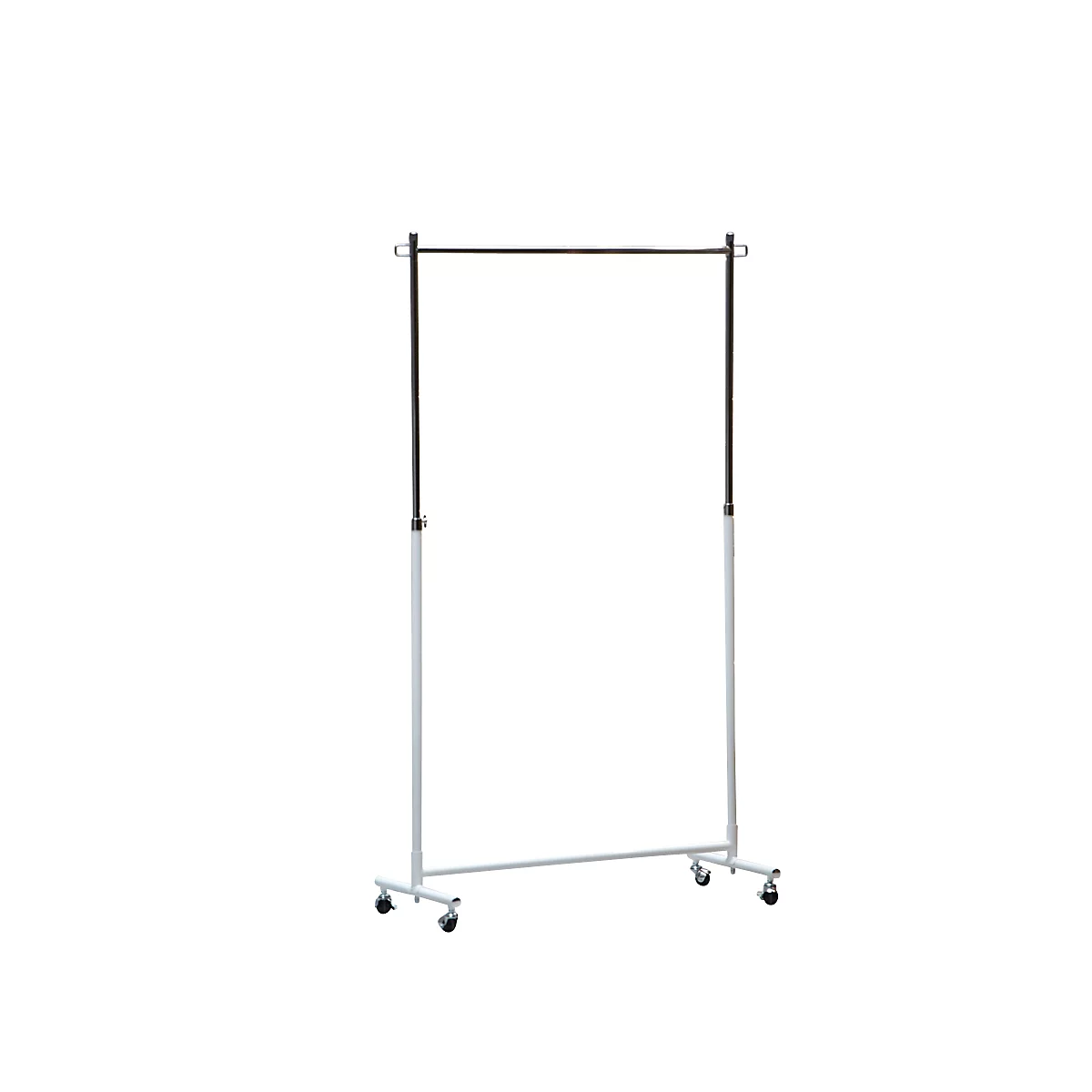 Penderie sur roues Jan Kurtz Boston, l. 1010 x P 410 x H 1080-1840 mm, fils en acier, blanc/chromé