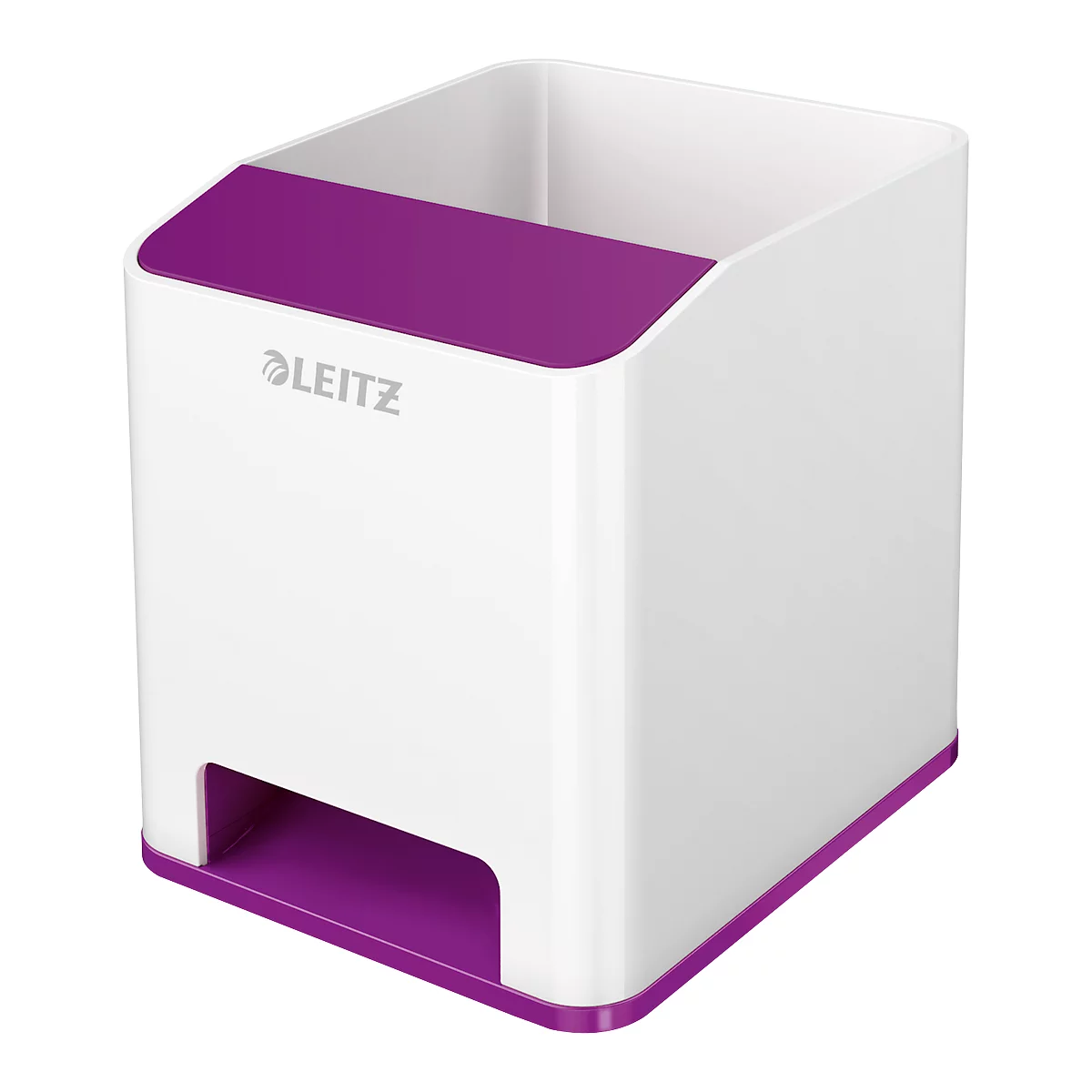 Pennenhouder Leitz WOW Sound, 1 compartiment, Smartphone-compartiment met geluidsversterking, wit/violet