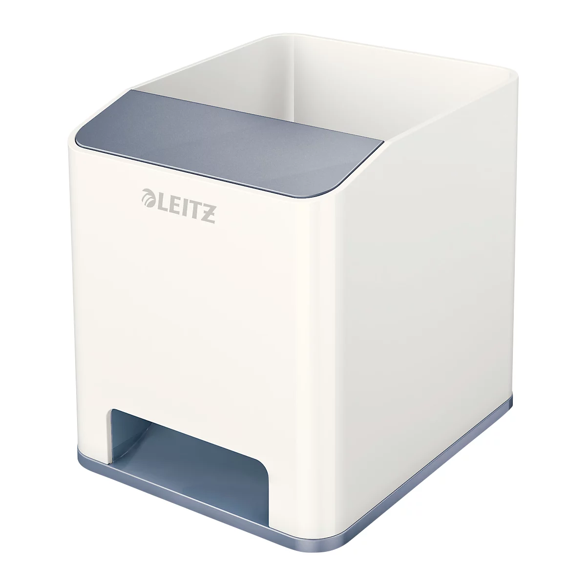Pennenhouder Leitz WOW Sound, 1 vak, smartphonevak met geluidsversterking, wit/grijs