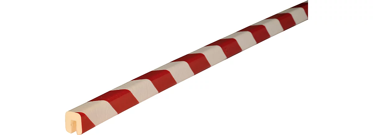 Perfil de protección de cantos tipo G, pieza de 1 m, blanco/rojo