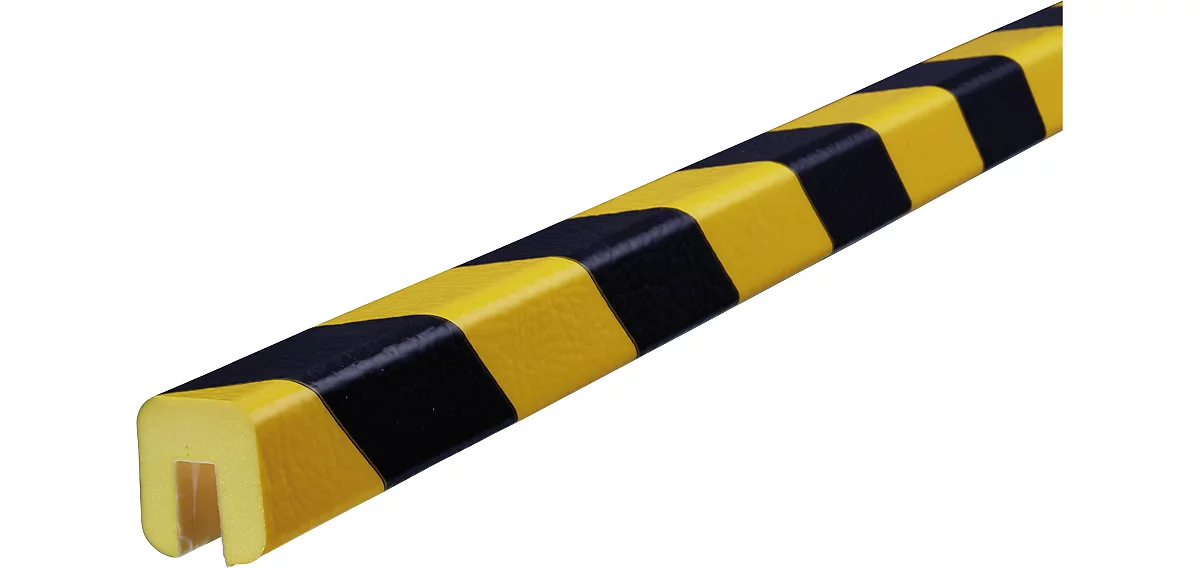 Perfil de protección de cantos tipo G, rollo de 5 m, amarillo/negro