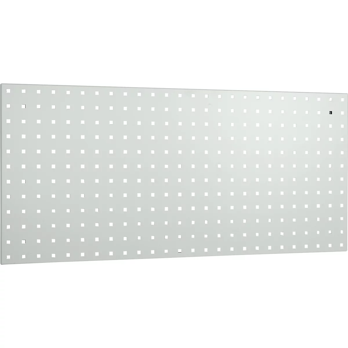 Grey perforated sheet metal with many small holes. There is a black pen on the top right.