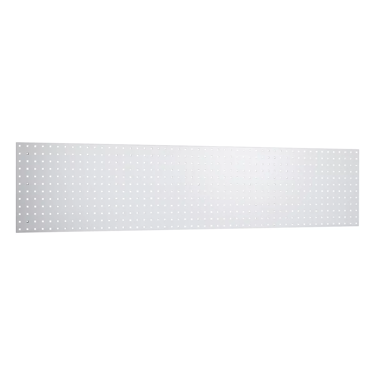 Gray pegboard with many small holes. Perfect for DIY projects.