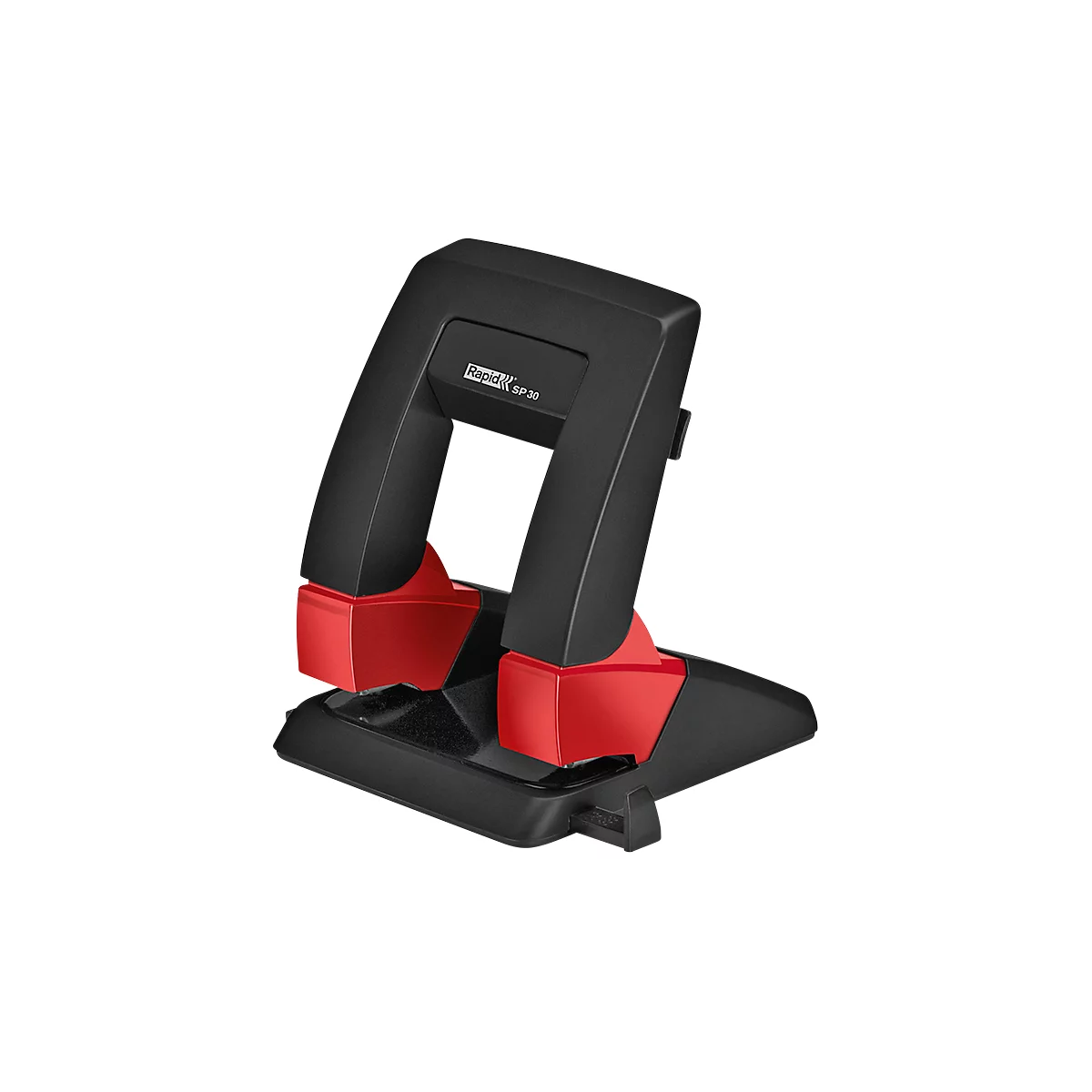 Perforator Rapid SP30 Press Less SB, 2-voudige perforatie 80 mm, voor 30 vellen, ergonomisch, zwart-rood