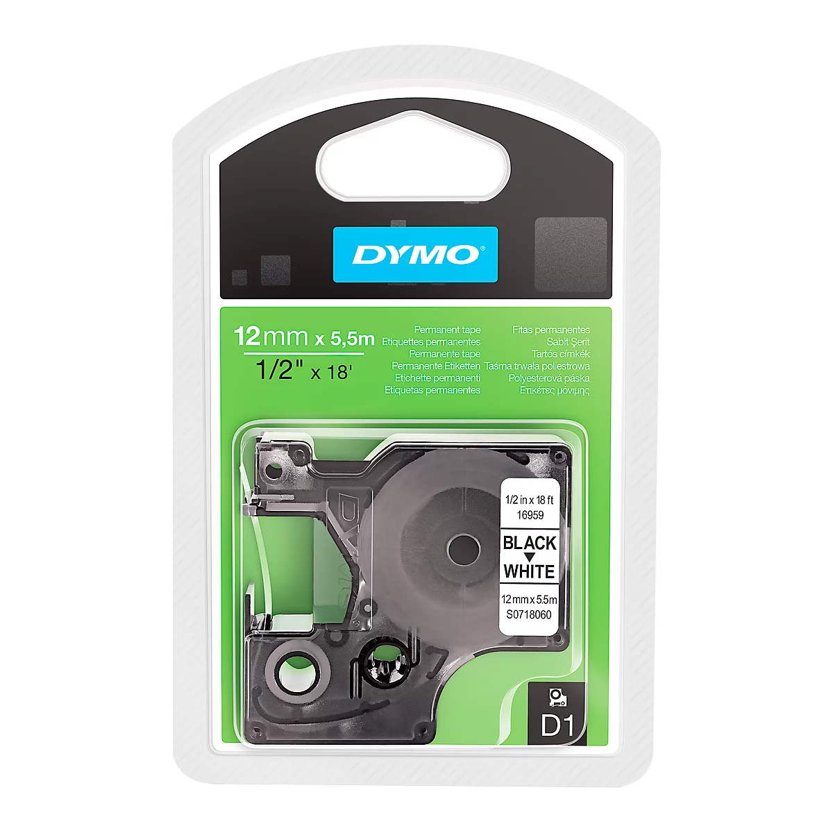 Permanent D1-hoogwaardig lint van polyester, B 12 mm