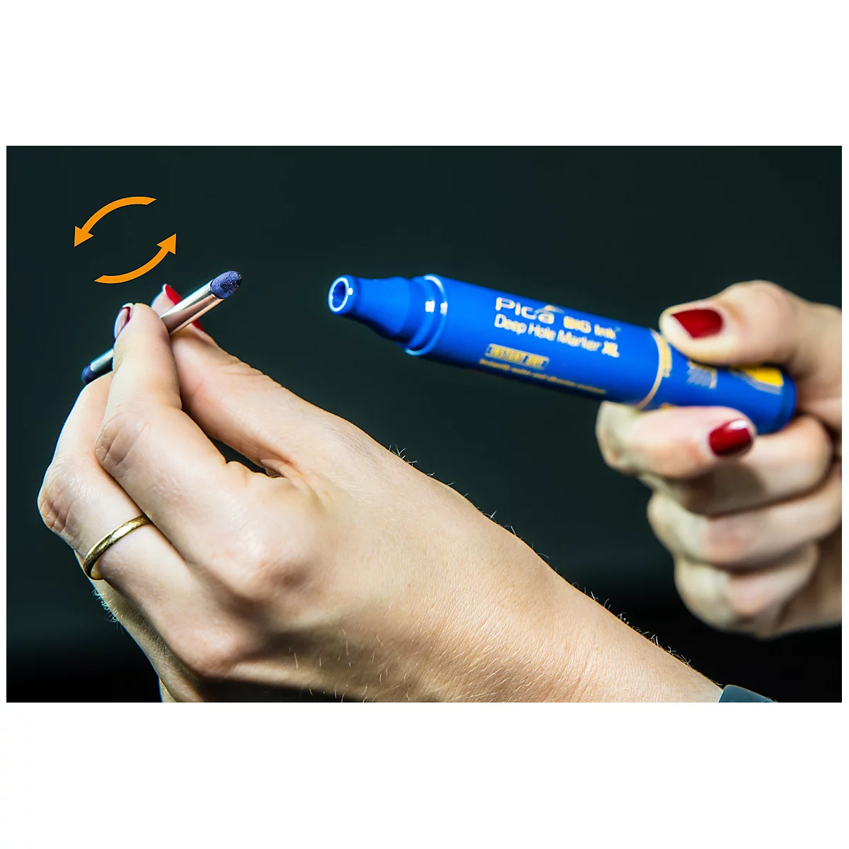 Permanent marker Pica BIG Ink Marker XL, voor gladde en droge oppervlakken, speciale schrijfpunt, veeg- en waterbestendig, schrijfkleur blauw