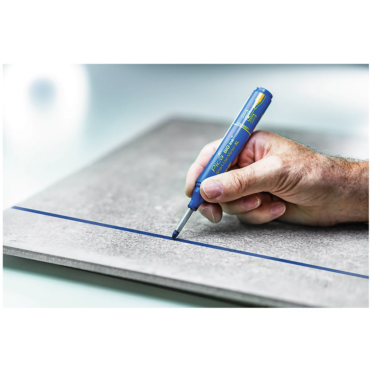 Permanent marker Pica BIG Ink Marker XL, voor gladde en droge oppervlakken, speciale schrijfpunt, veeg- en waterbestendig, schrijfkleur blauw