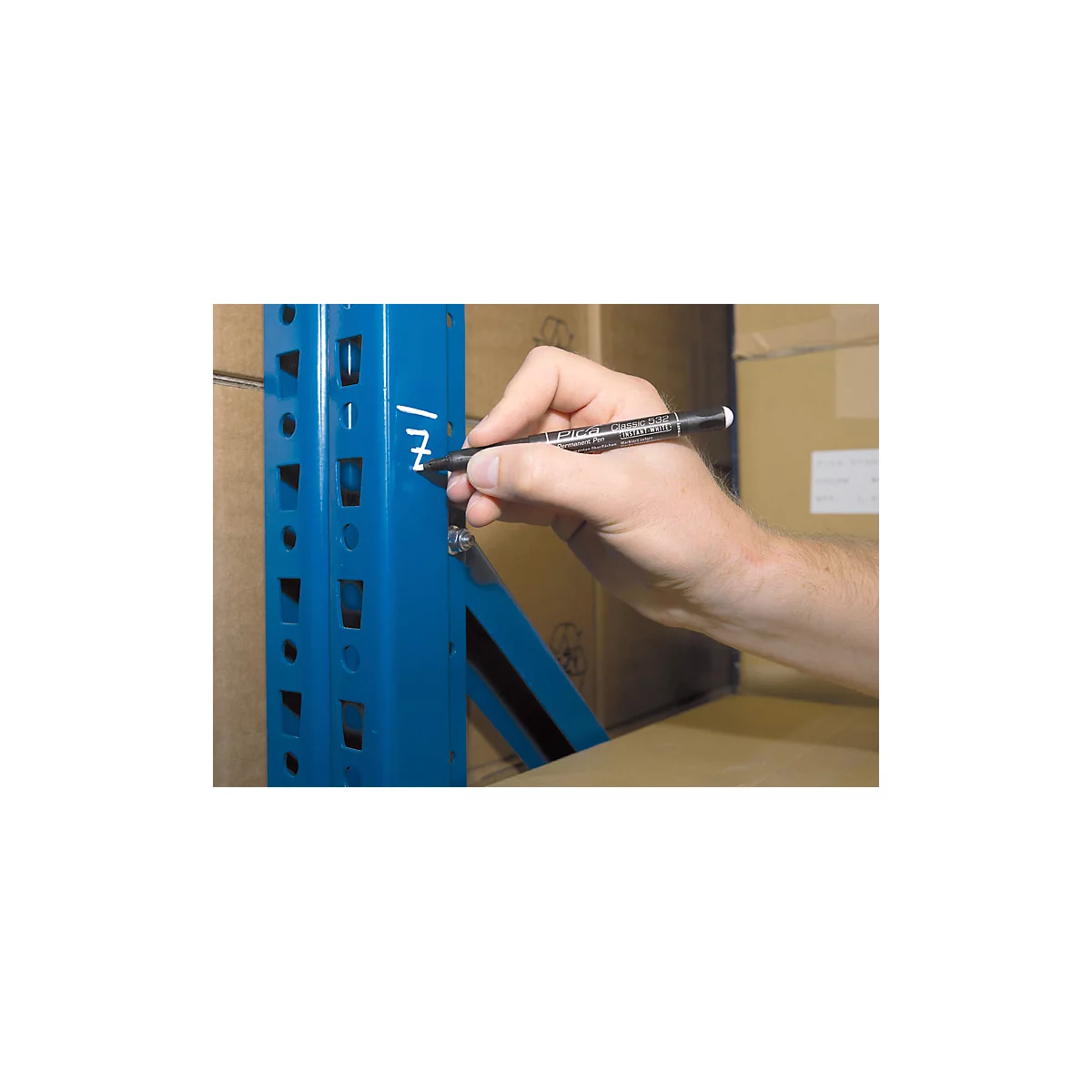 Permanent marker Pica Classic 532, wit, ronde punt 1-2 mm, watervast, geurvrij, 10 stuks