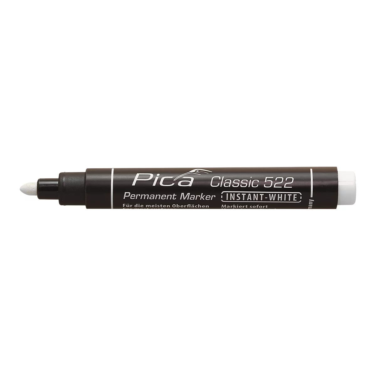 Permanent marker Pica INSTANT-WHITE, wit, watervast, 10 stuks met lijndiktes van 1-4 mm